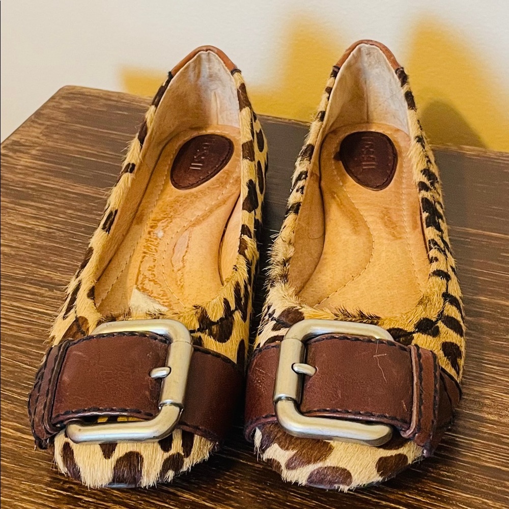 Fossil Maddox Animal Print Ballet Flats. Sz 7
